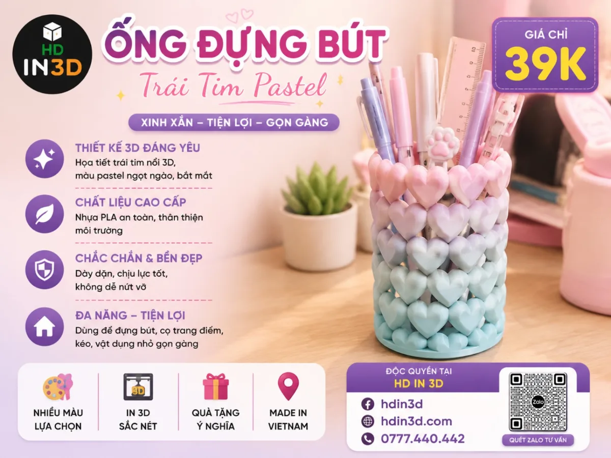 💖🖊️ ỐNG ĐỰNG BÚT TRÁI TIM PASTEL 🖊️💖