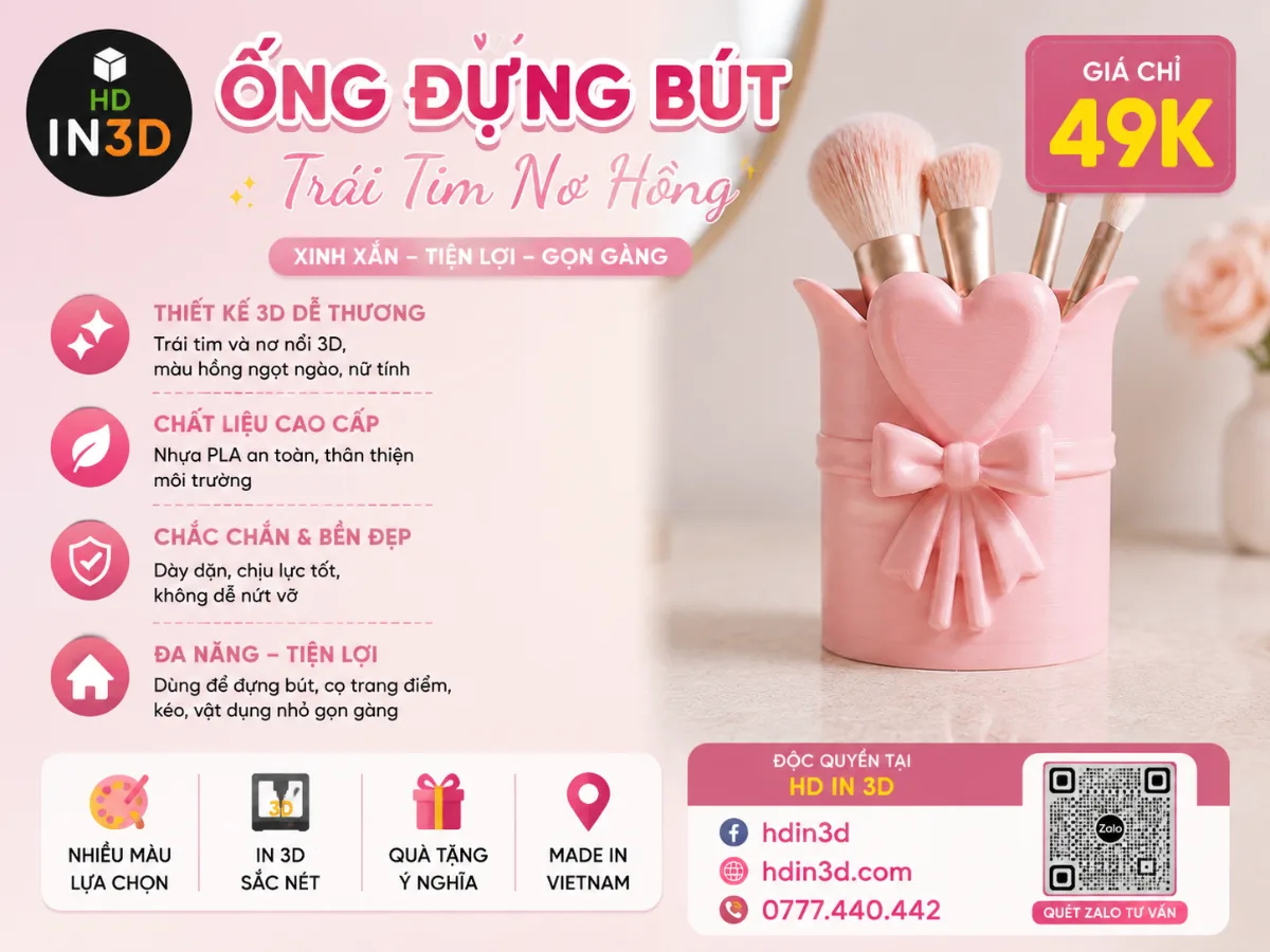 🎀💖 ỐNG ĐỰNG BÚT TRÁI TIM NƠ HỒNG 💖🎀